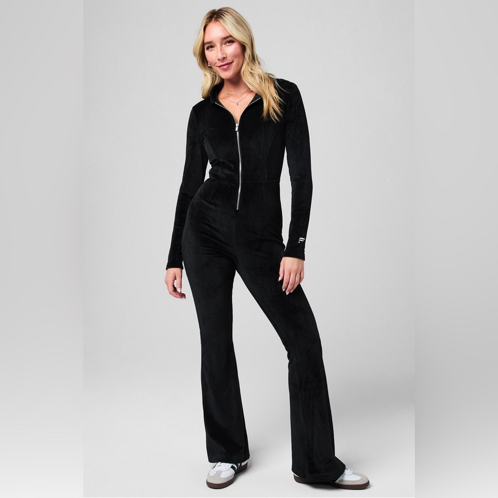 NWT Fabletics Plush Rib Charcoal Hooded Jumpsuit